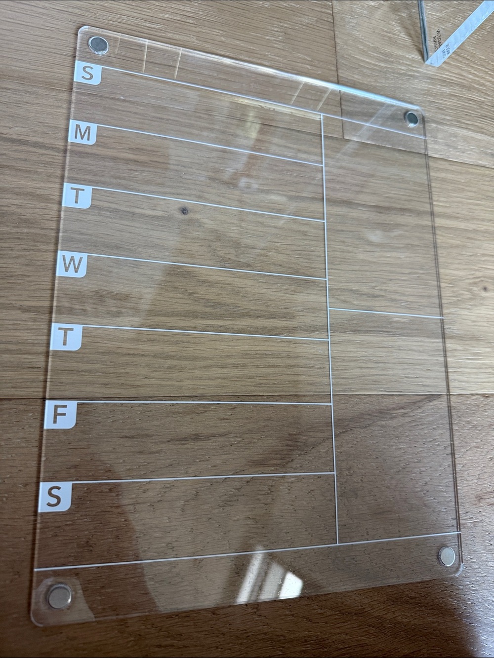 Acrylic Weekly Planner Board - Clear